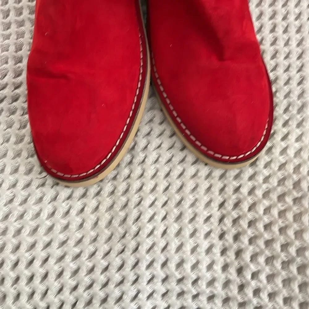 Love, Moschino red suede boots, size 36/5